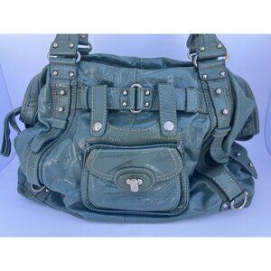 RARE VTG Y2K Lockheart shoulder teal blue patent leather bag large with dustbag